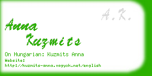 anna kuzmits business card